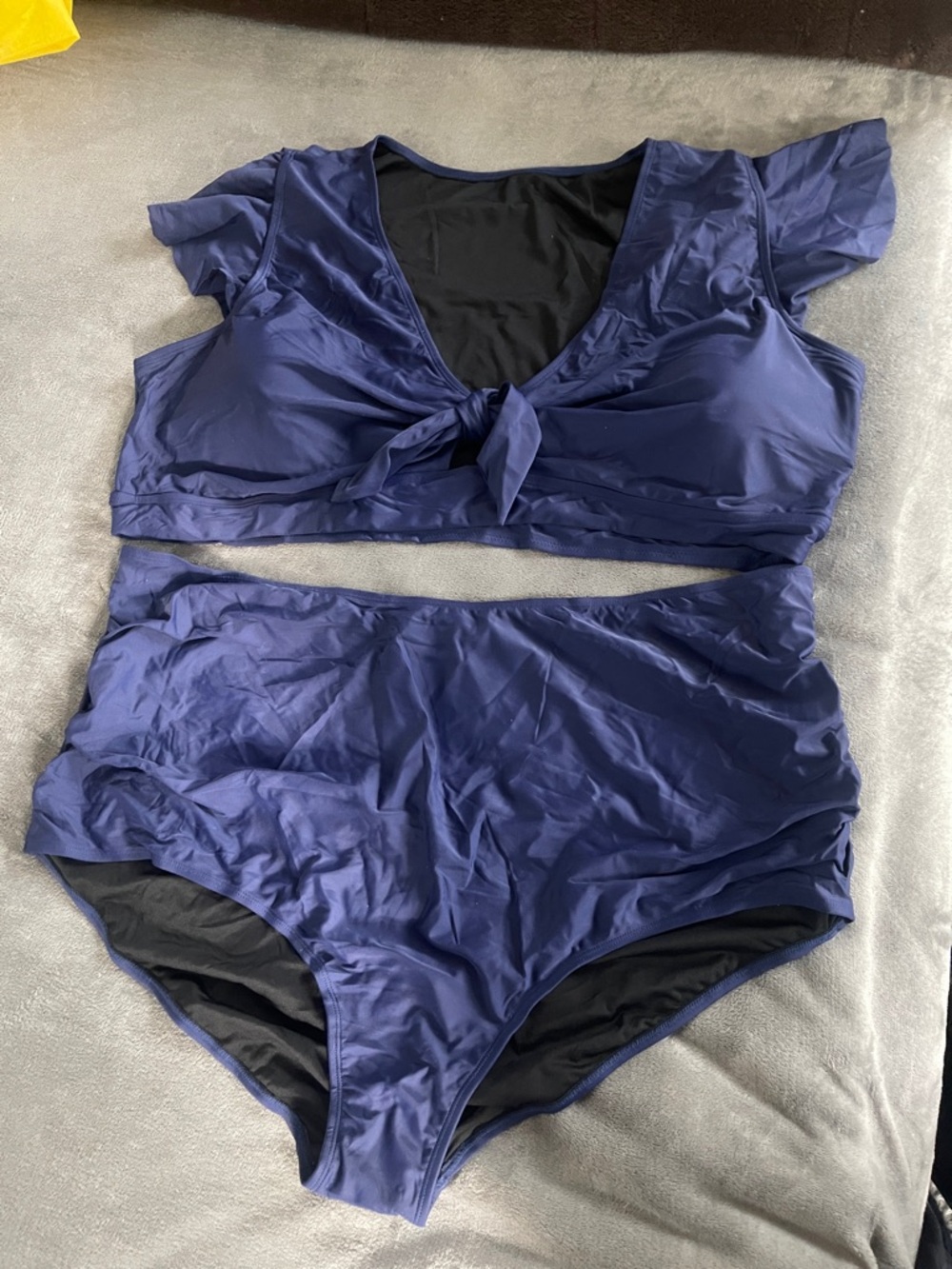 Womens Two Piece Plus Size Bikini Set High Waisted Tummy Control flutter Sleeve